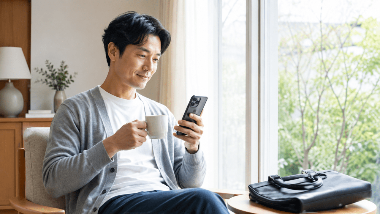 退職の連絡を任せて自宅で安心する依頼者のイメージ