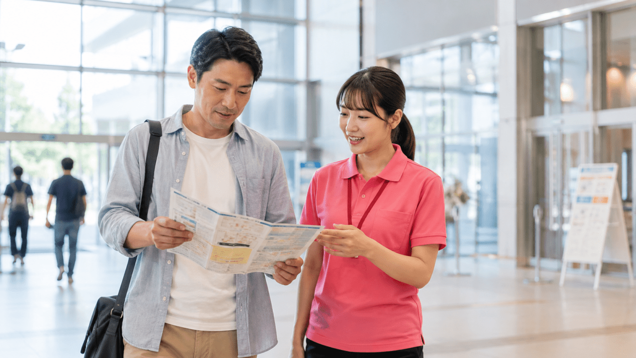 イベント会場へ同行する友達代行スタッフのイメージ